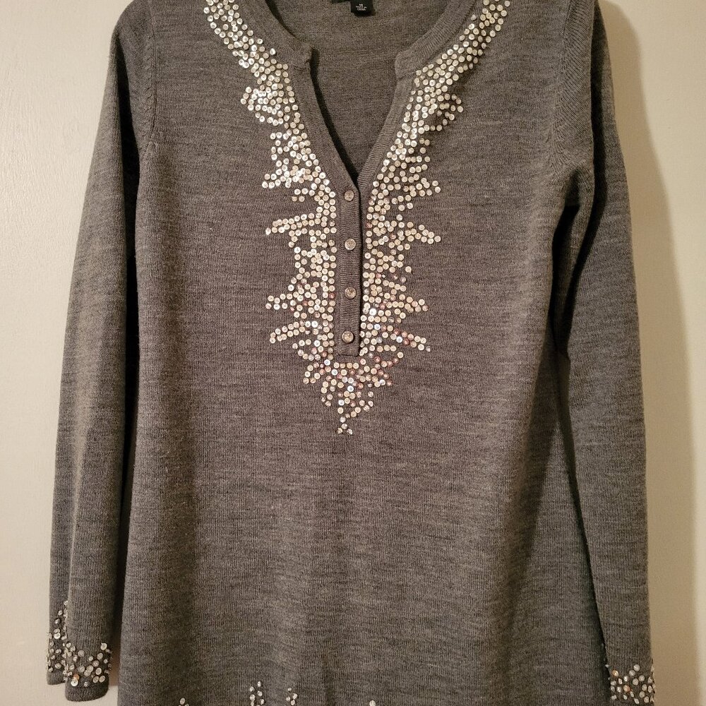 Ladies Sequined Grey Sweater (M) "Dress Barn"